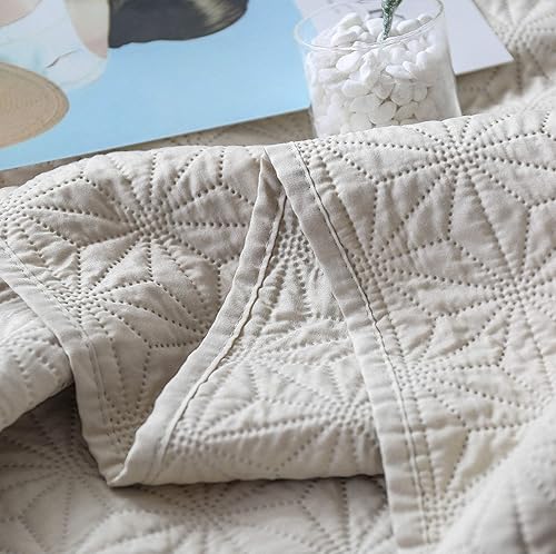 Miniatura 6 de KASENTEX Juego de colcha acolchada, ropa de cama de microfibra de lujo suave y cálida prelavada, colcha de colores sólidos, diseño contemporáneo de