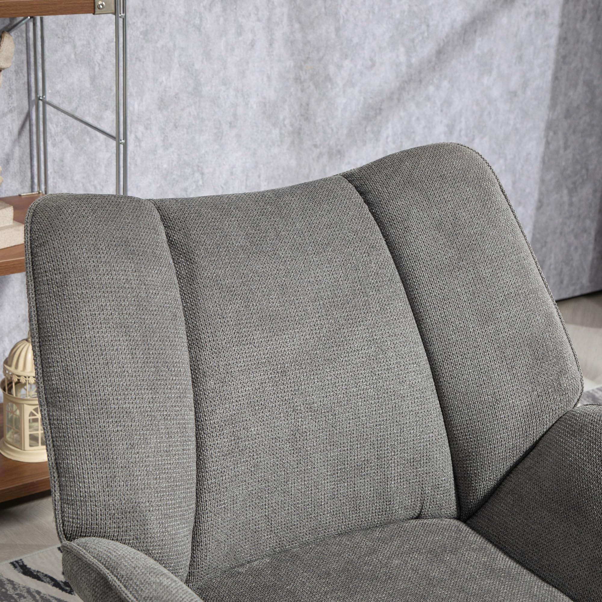 HOMCOM Poltrona d'Arredo Imbottita con Braccioli Inclinati, Poltrona da Soggiorno in Tessuto Effetto Lino e Struttura in Acciaio, 71.5x67x79 cm, Grigio
