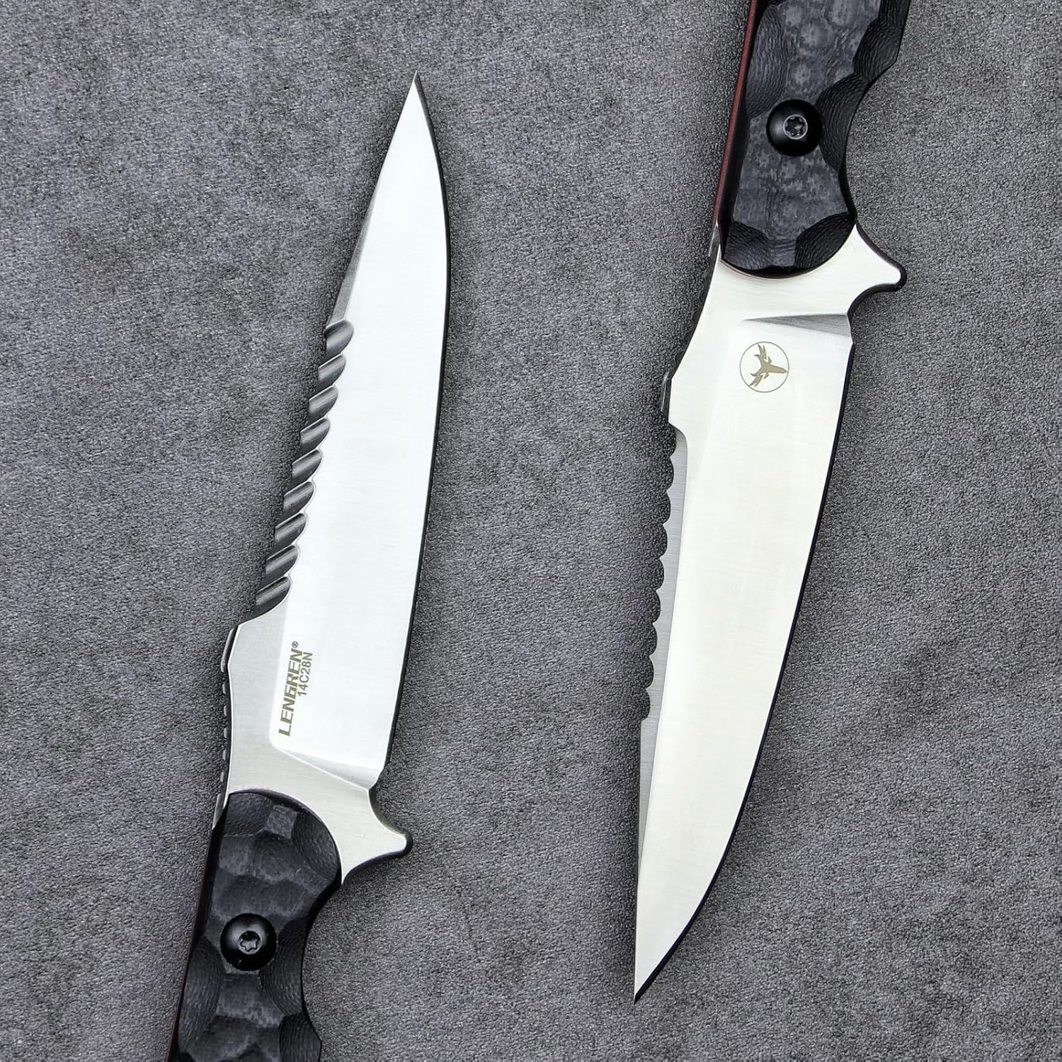 LR-869 EDC Tactical Fixed fighting blades Blade，Full Tang 14C28N Steel Reverse Serrations G10/Linen Handle Kydex Sheath For Camping Hiking Hunting (Black G10)