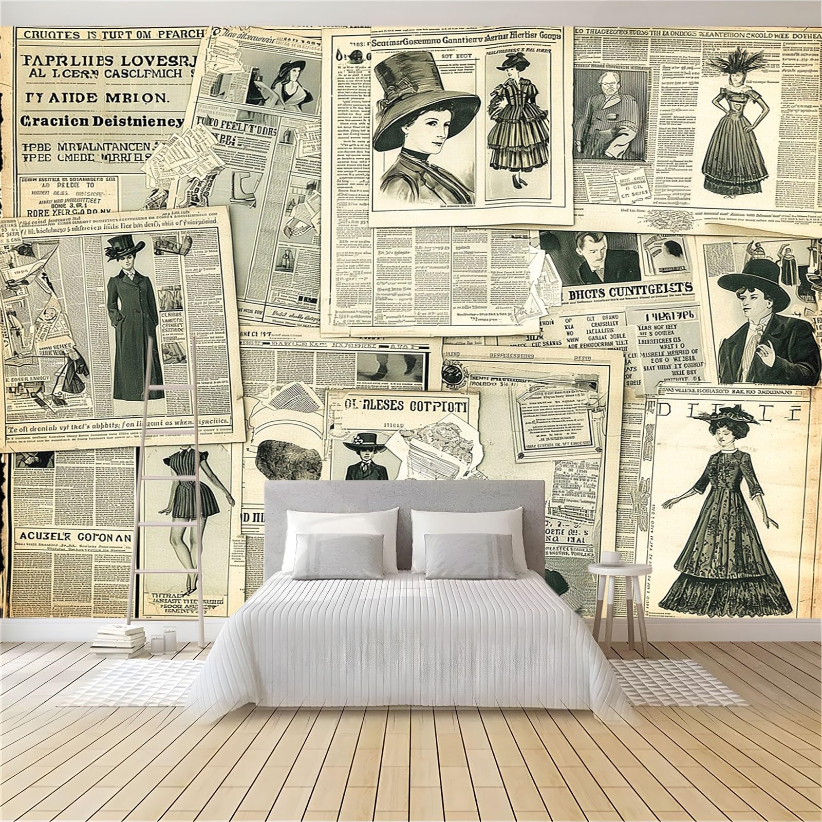 Styl gazety mural tapeta retro ubrania modele ścienne murale do sypialni salonu dzieci przedszkole fototapeta artystyczna dekoracja szer. 400 x wys. 280 cm dekoracja ścienna papier plakat
