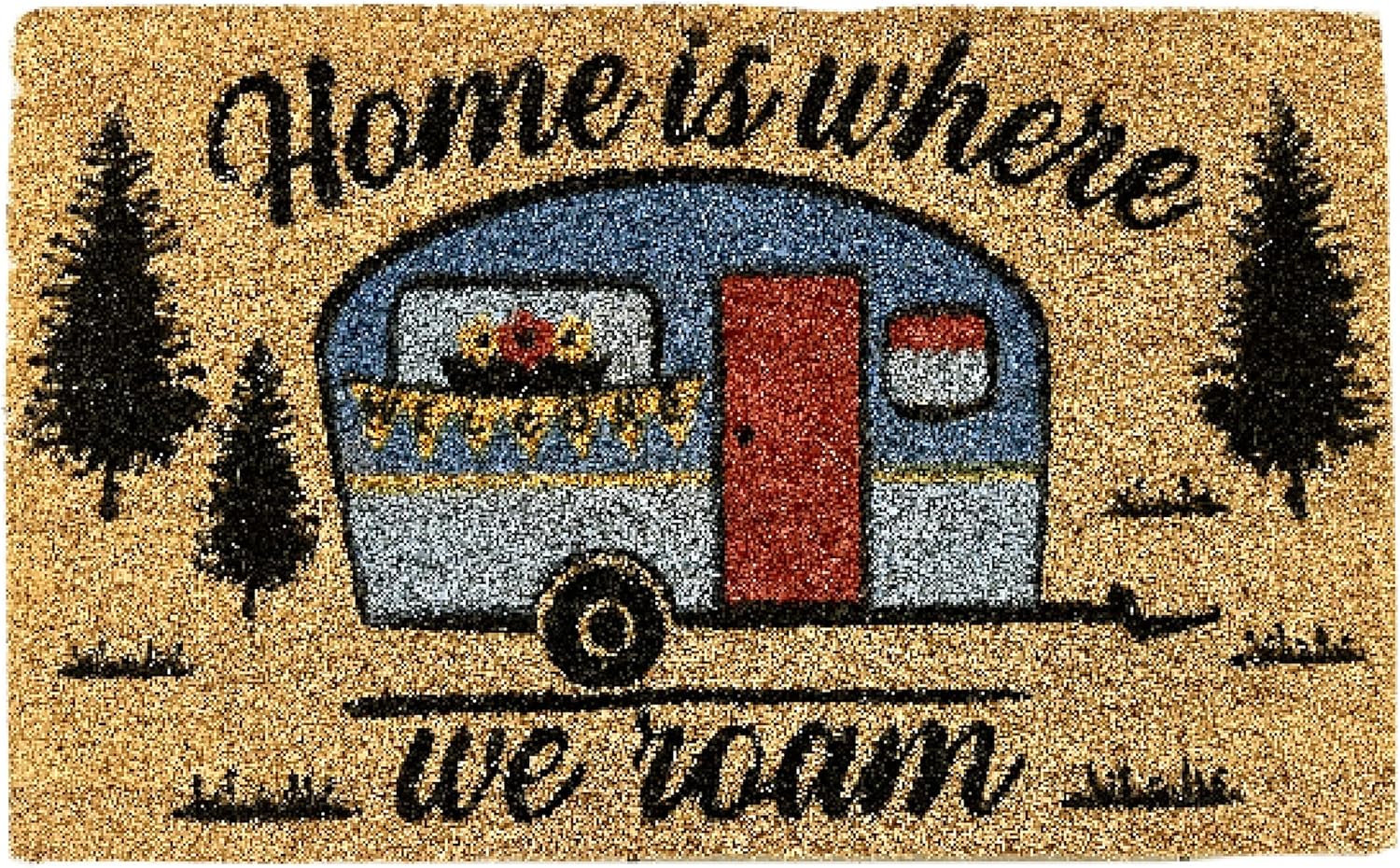 Rivers Edge Products 30" x 18" Coir Door Mat - Fade-Resistant Welcome Mat with Non-Slip Backing - Decorative Indoor Outdoor Rug for Home, Front Porch, Entryway, Patio, Cabin -