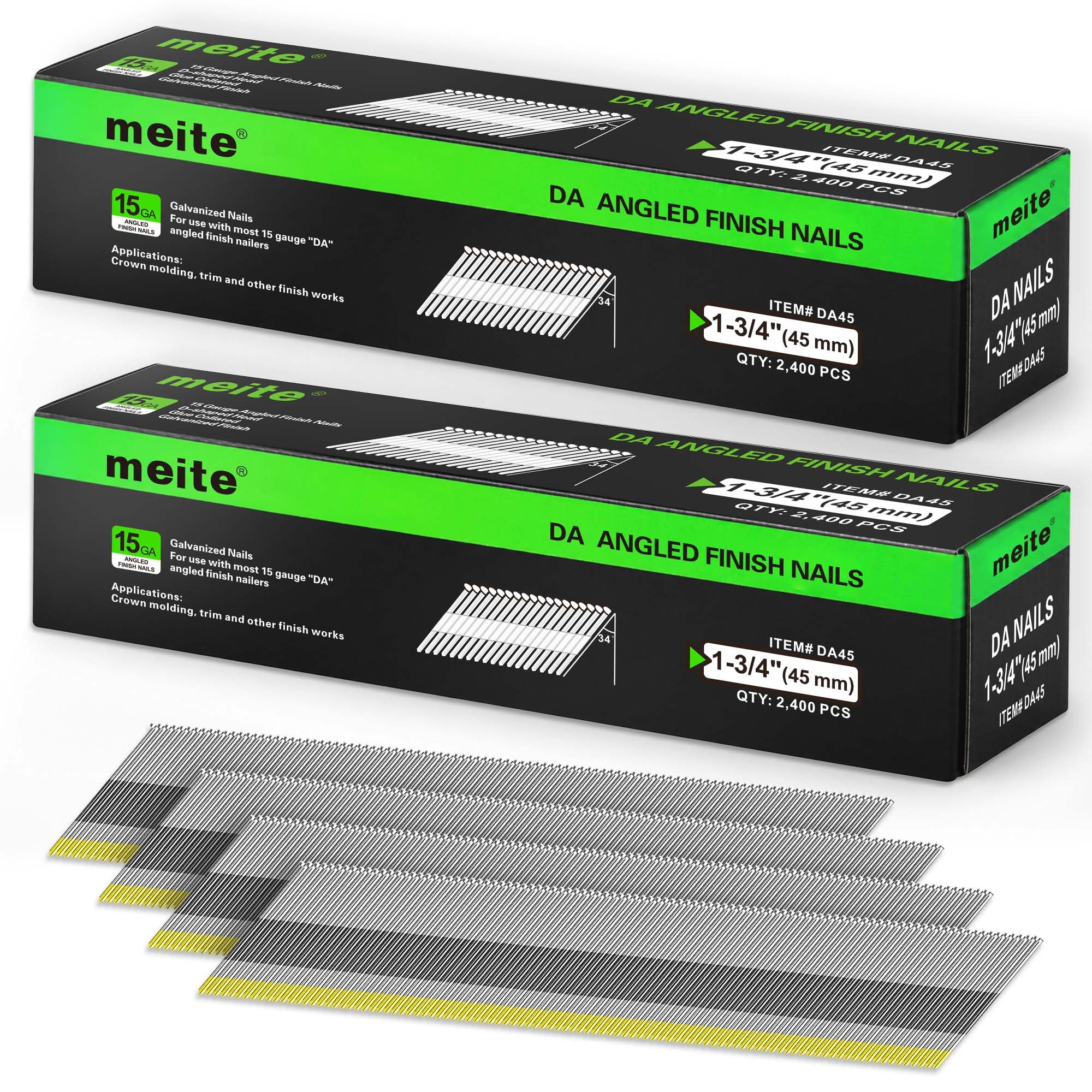 Meite 15 Gauge Angled Finish Nails - 2.5" (34 Degree) -20 Meite 15 Gauge Angled Finish Nails - 2.5" (34 Degree) -20