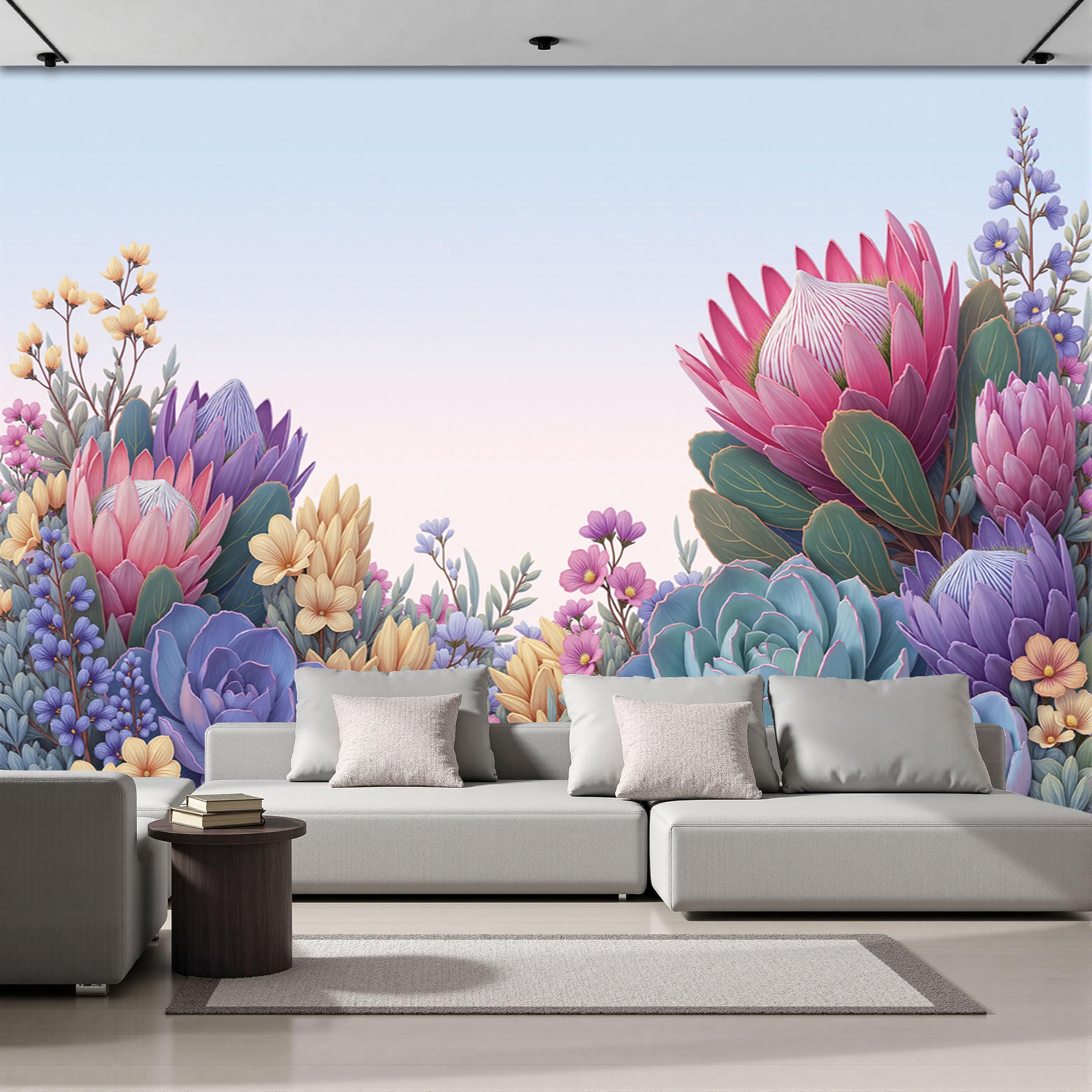 Papel tapiz flores 3D decorativo para crear un fondo de TV moderno en el comedor