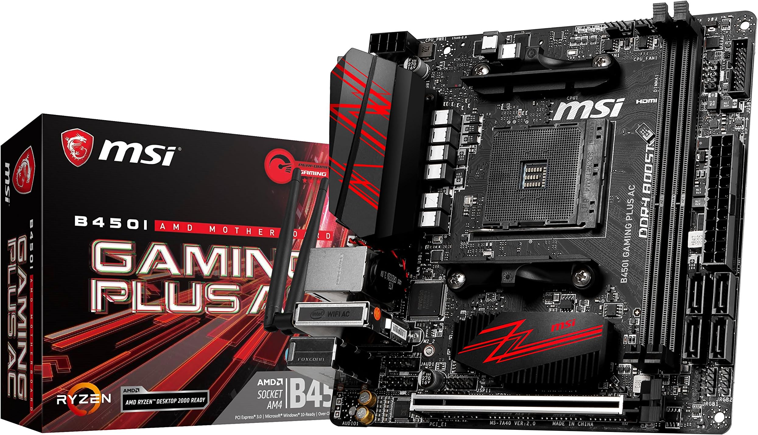 Performance Gaming AMD Ryzen 1st and 2nd Gen AM4 M.2 USB 3 DDR4 HDMI Display Port Mini-ITX Motherboard (B450I Gaming Plus AC)