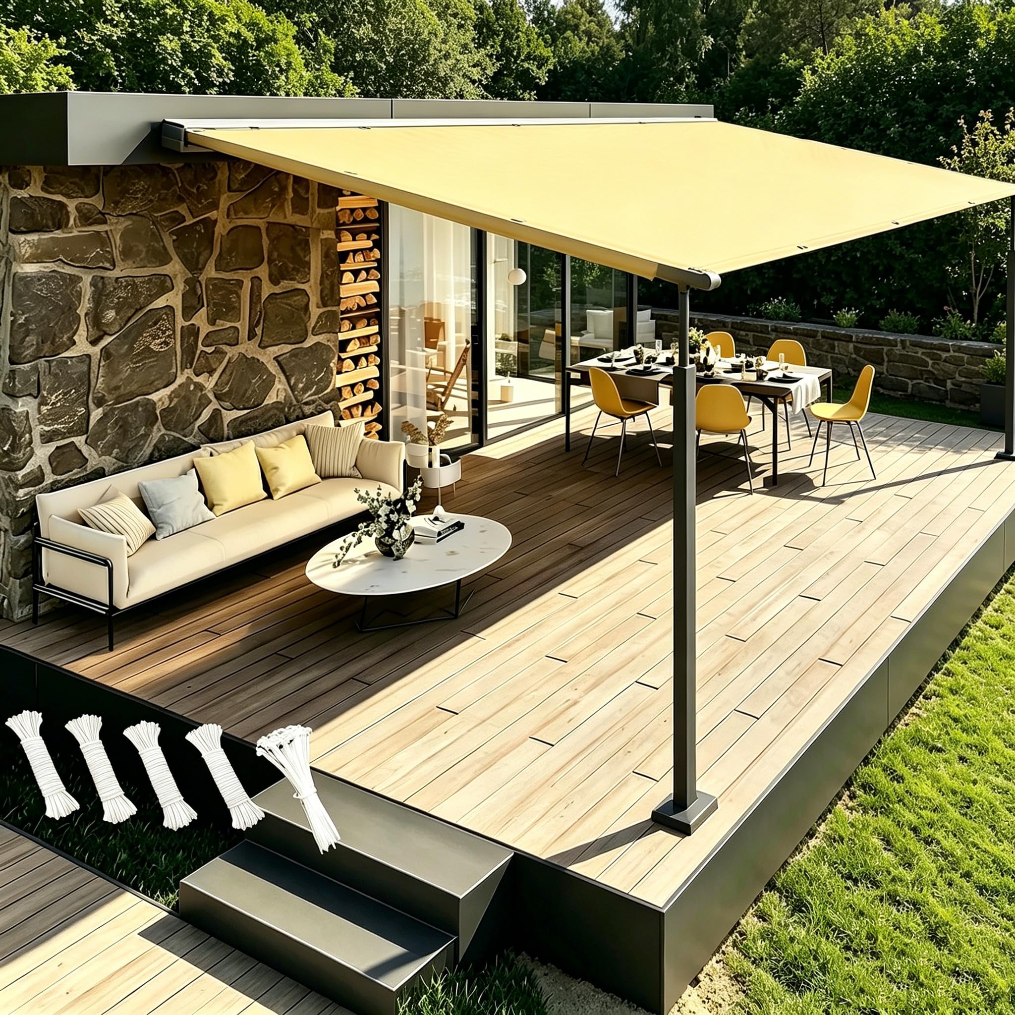 Toile solaire haut grammage PES 220 g/m² imperméable pour architecture extérieure et patio
