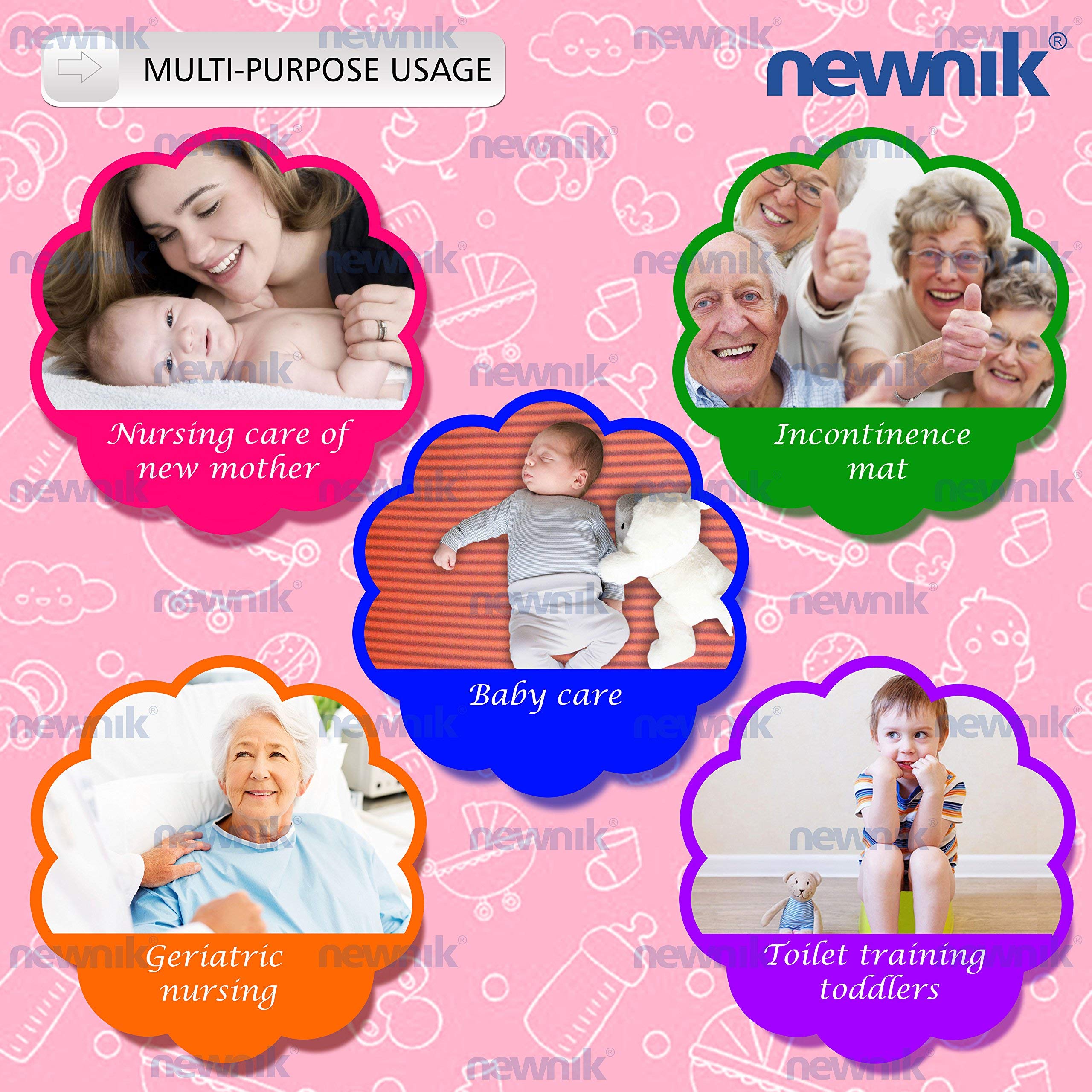 Newnik Waterproof Dry Sheet/Reusable MAT/UNDERPAD/Absorbent Sheets/Mattress Protector Cherry Red, Medium - Image 2 thumbnail