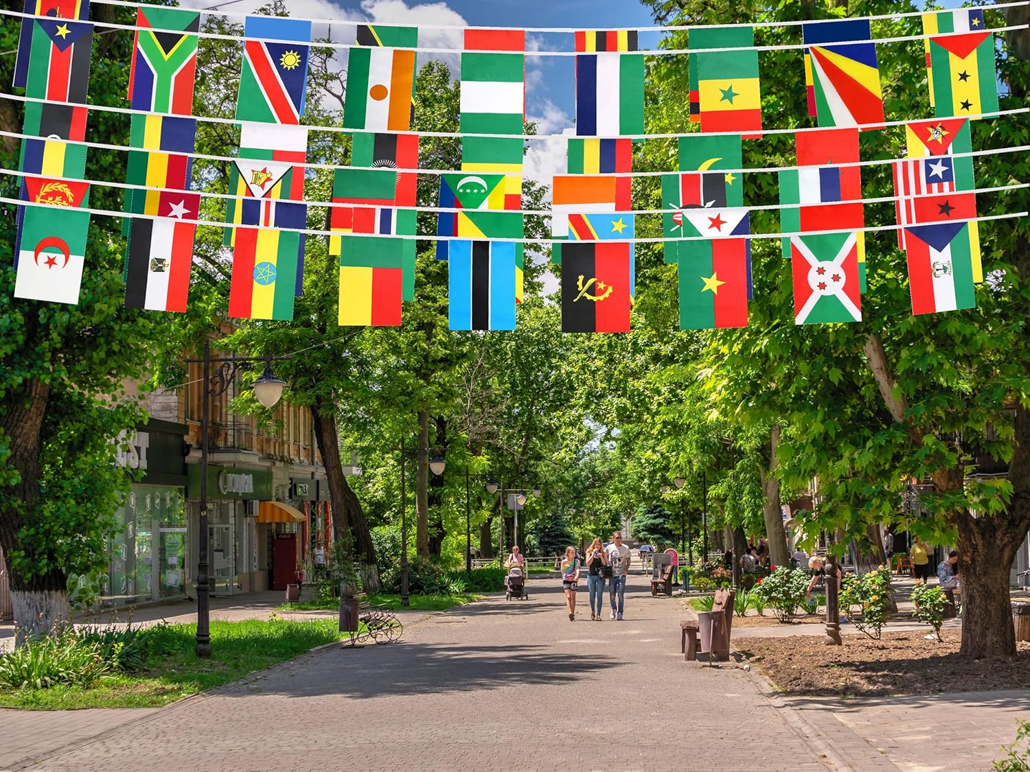 54 African Countries String Flag, 65 ft International Flags Bunting Banner, Africa Countries Flag Banner Decoration for School, Sports Events, Grand Opening, Party
