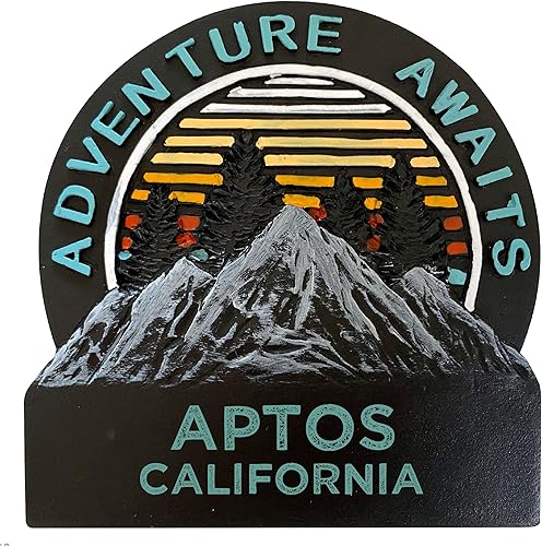 Aptos California - Imán para nevera (resina, pintado a mano, 3.0 in, aproximadamente Adventure Awaits)