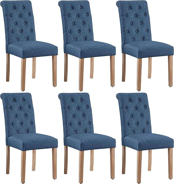 Yaheetech Set of 6 Dining Chairs Upholstered High Back Soft Padded Seat