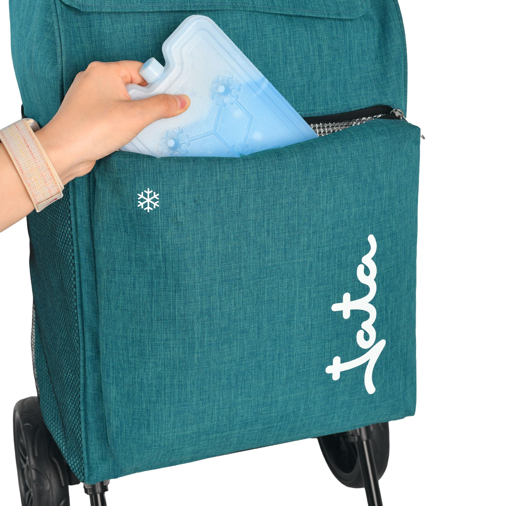 JATA HCAR2503 wózek na zakupy, 2 kółka, 40 l, z torbą chłodzącą do mrożonek, obciążenie do 30 kg, kieszenie boczne i tylne, stalowa rama, lekki