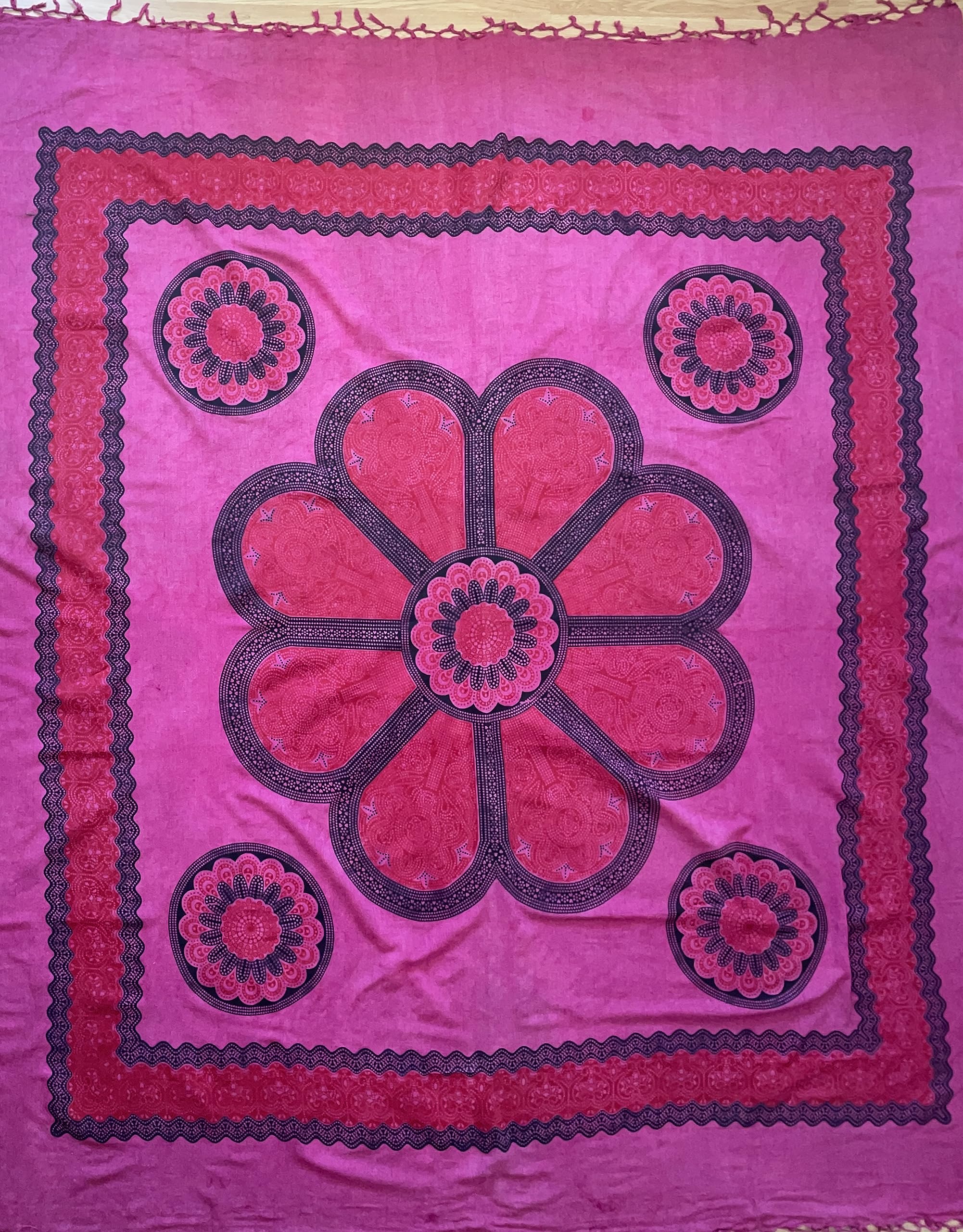 AleliHop Tapiz Mandala de Tela Multiusos XXL - Pareo/Esterilla/Toalla de Playa Grande Antiarena - manta de picnic para playa - Alfombra ligera de Yoga - tie dye - Decoracion Pared - 210x240cm