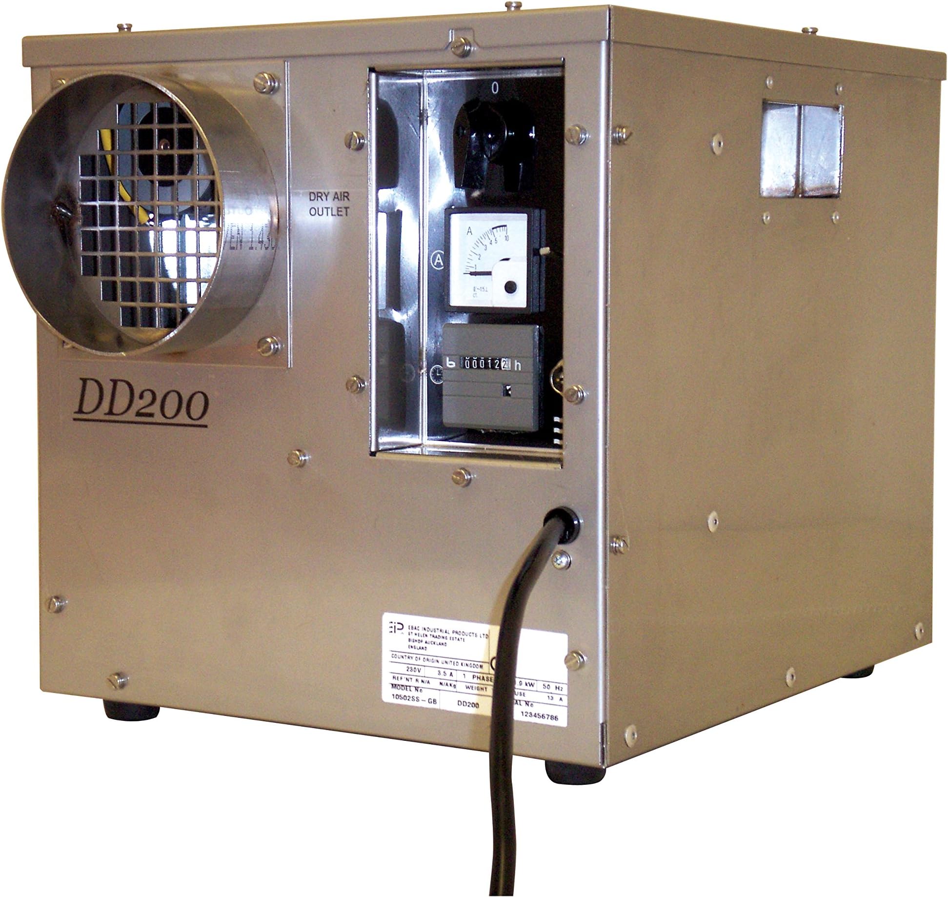 Ebac 10502ss-Us Industrial Desiccant Dehumidifier Dd200, 7.5 Amps, 800w, 36 Pints