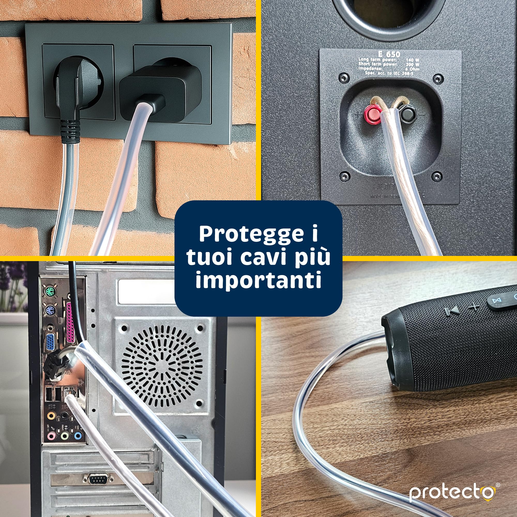 PROTECTO Guaine per Cavi per Animali Domestici – 3 m/Ø 9 mm – Trasparente, Ultra Resistente, Flessibile, Inodore, Anti-Morso – Per Cavi Elettrici, USB, RCA, HDMI – Protezione Universale