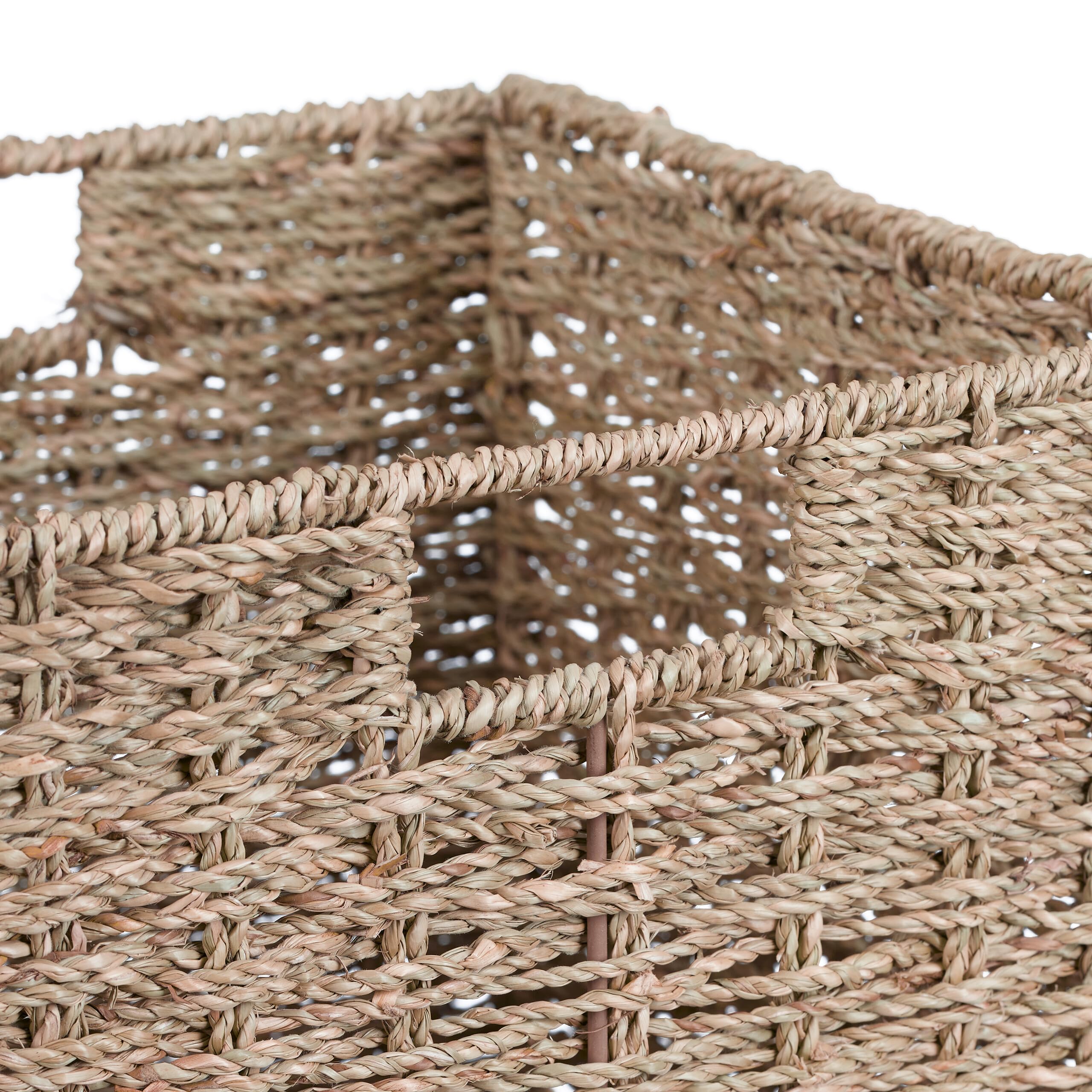 Relaxdays Corbeille de Rangement en zostère, Design tressé, panière pour Salle de Bain, HxLxP : 30x30x30 cm, Nature