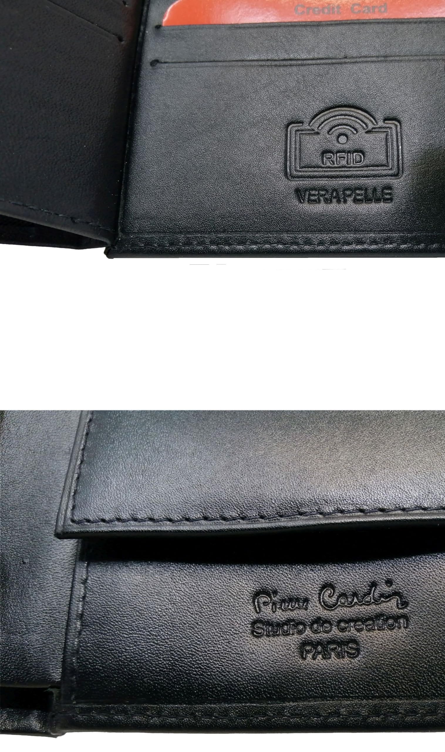 Pierre Cardin Cartera Hombre, Piel auténtica, Delgada, para Hombre, pequeña Delgada, RFID, Regalo, Billetera con Monedero, Piel, Porta Billetera, Tipo, Negro (Negro)