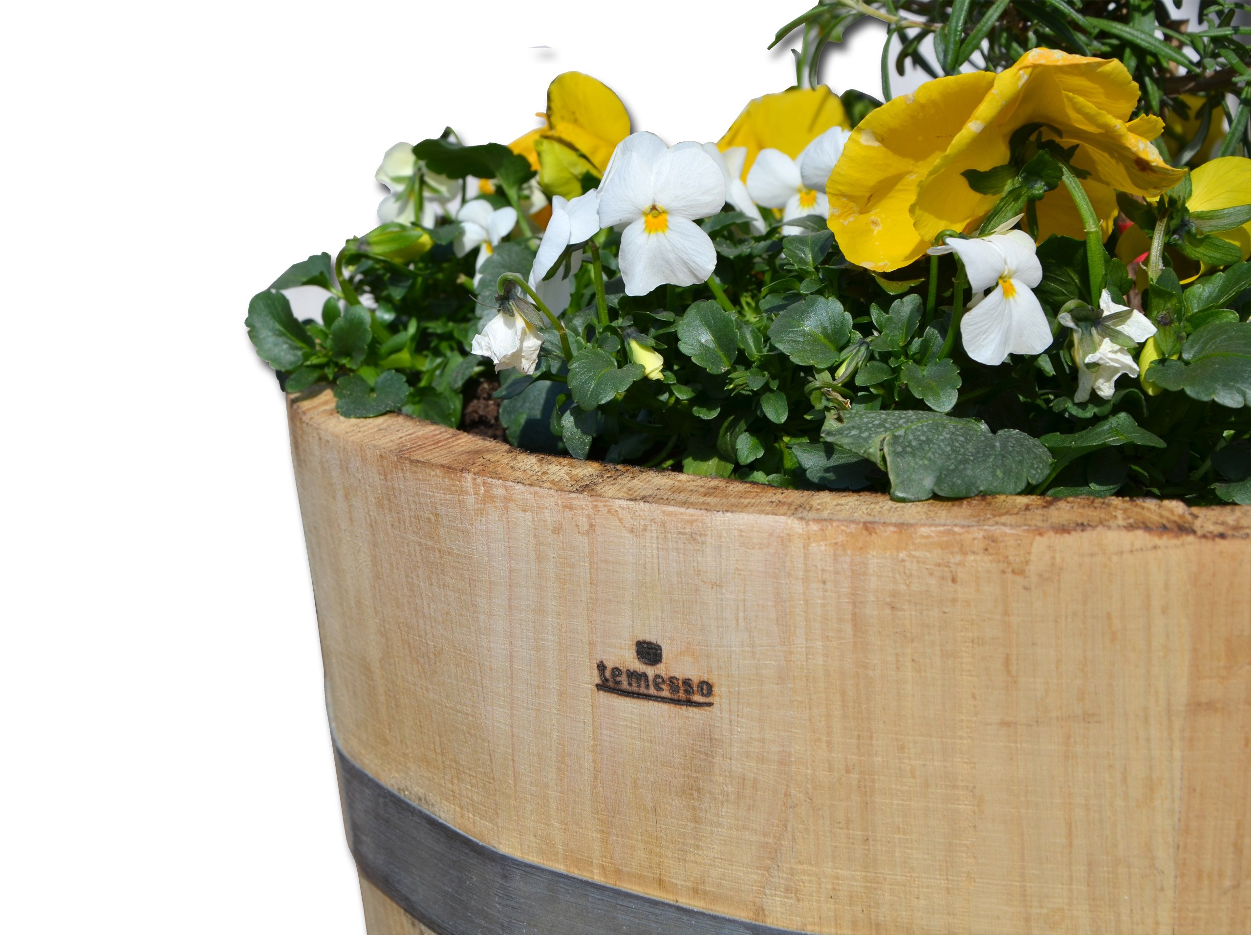 Temesso Blumentopf, Blumenkübel aus Kastanien-Holz - Fass, Holzfass Fass als Pflanzkübel - Bottich, Holzkübel (D40 H35 cm)