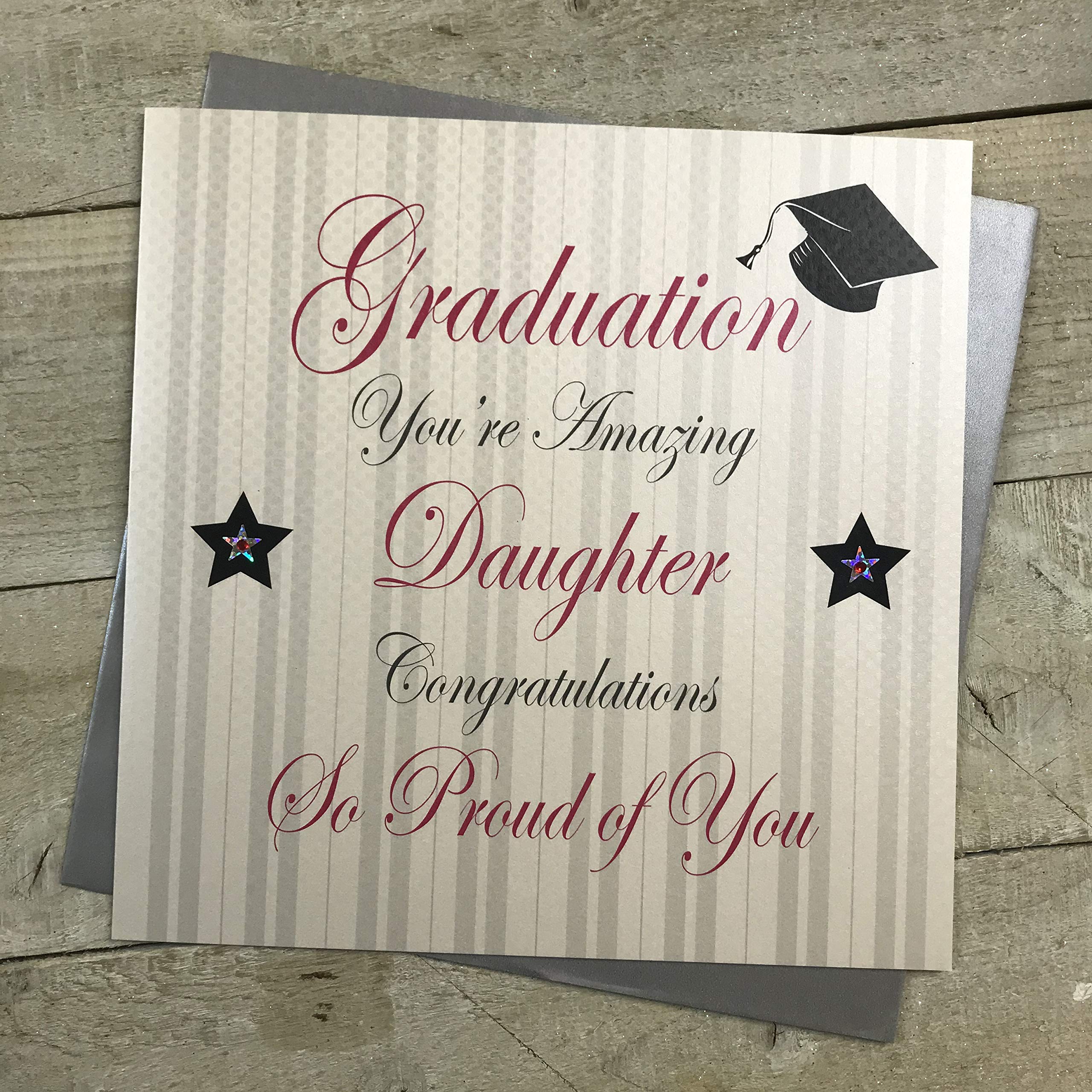 white cotton cards "Graduation You're Amazing Daughter Congratulations So Proud of You Handmade Graduation Card, Large, XPD164-D
