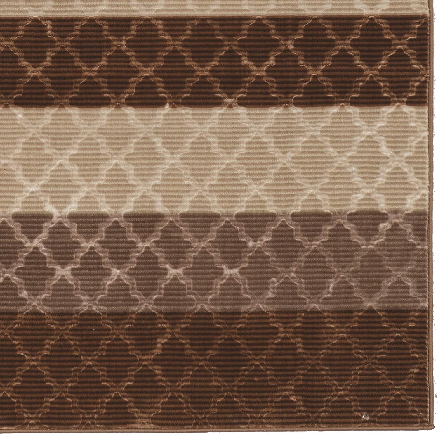 Linon RUGEV0881 Evolution Collection Evolution Trellis Strips Browns 8X10'3, Brown, 8' x 10'3