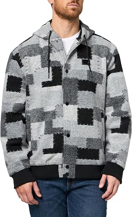 KARL LAGERFELD mens Patterned Chest Logo Wool Patchwork Jacket
