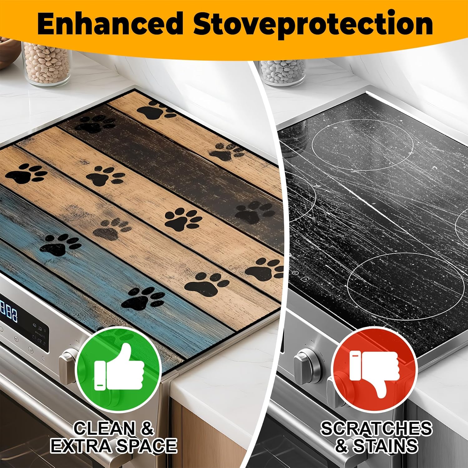 Stove Top Cover Retro Flower Gas Stove Top Cover for Home Decoration Kitchen Pad Non-Stick Washable Cooktop Covers Countertop Protector Keep Stove Clean 28"x20" (Texture-1)