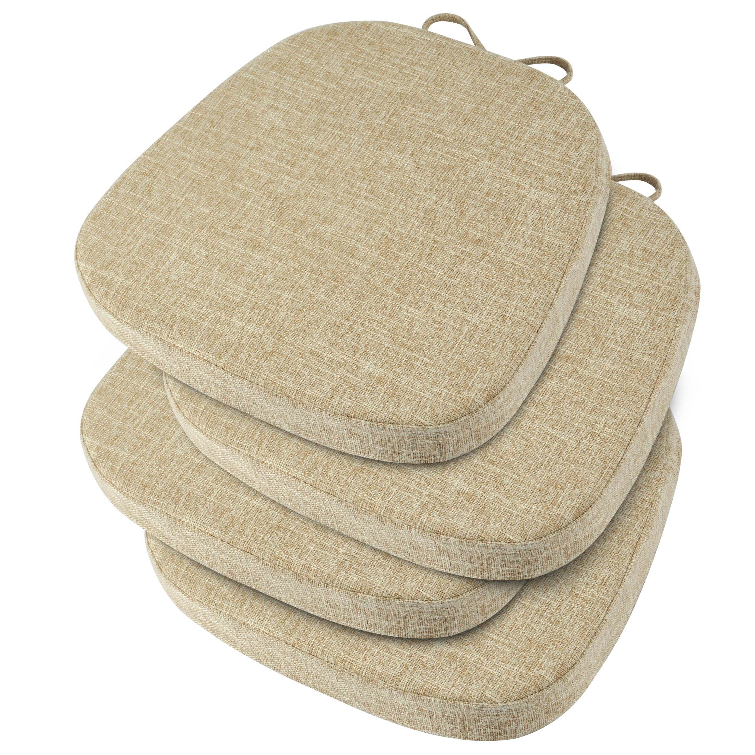 OVOV cuscini per sedie da 14x14 per sedie da pranzo in metallo, set di 4 cuscini antiscivolo spessi e testurizzati per sedie da pranzo con lacci e copertura rimovibile (35,5x35,5x5cm/14x14x2pollici