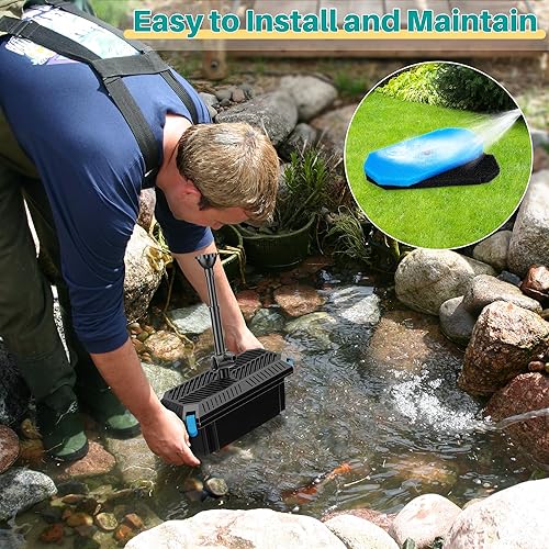 Miniatura 8 de Biling Filtro de estanque con kits de bomba de fuente, filtro de estanque Koi de 660 GPH con bombas de estanque de 40 W para estanques al aire