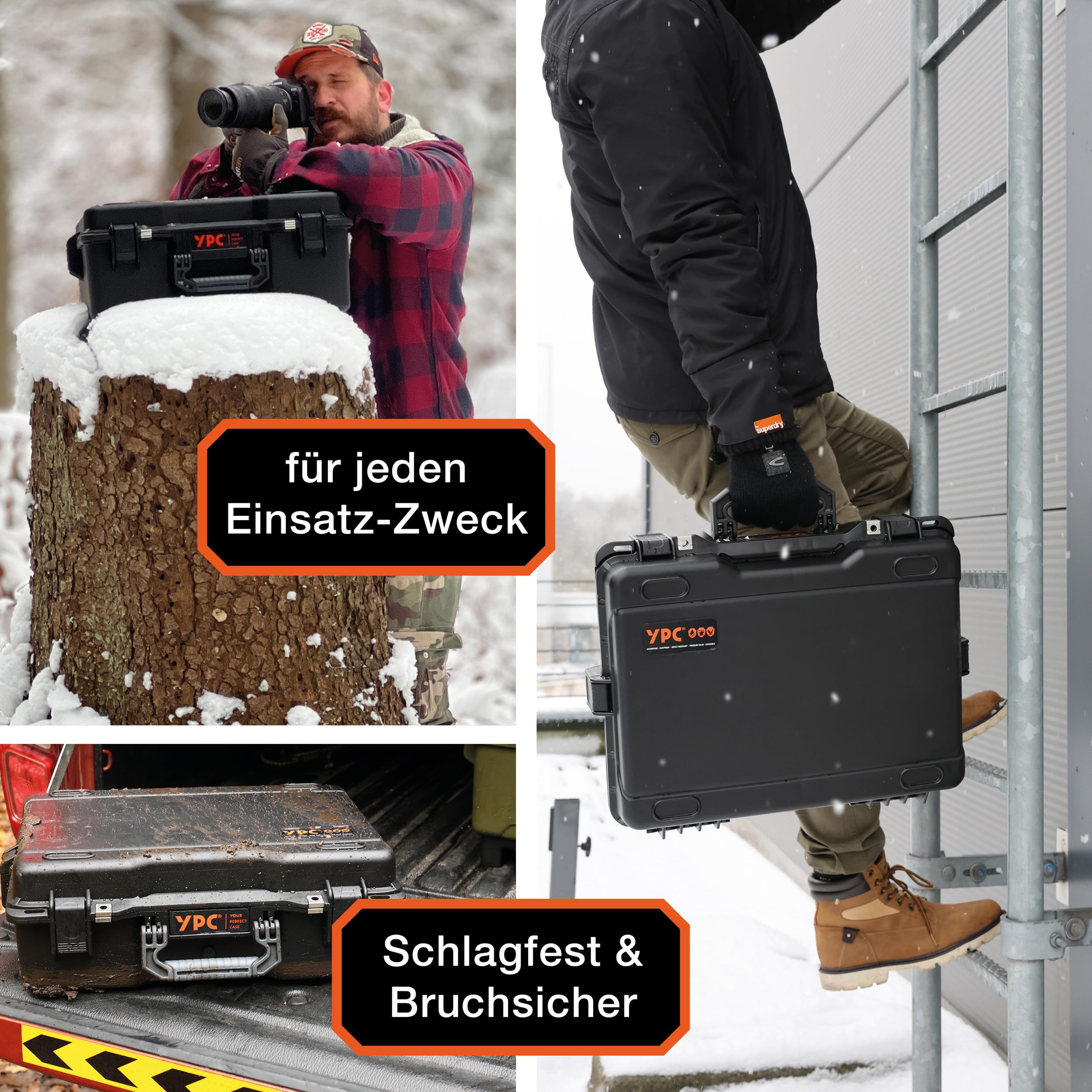 YPC Xplorer Case XL – 53cm x 40cm x 18cm Outdoor Case, Fotokoffer gepolstert wasserdicht, Kamera Koffer Hardcase, Transportkoffer für Drohne, stapelbar