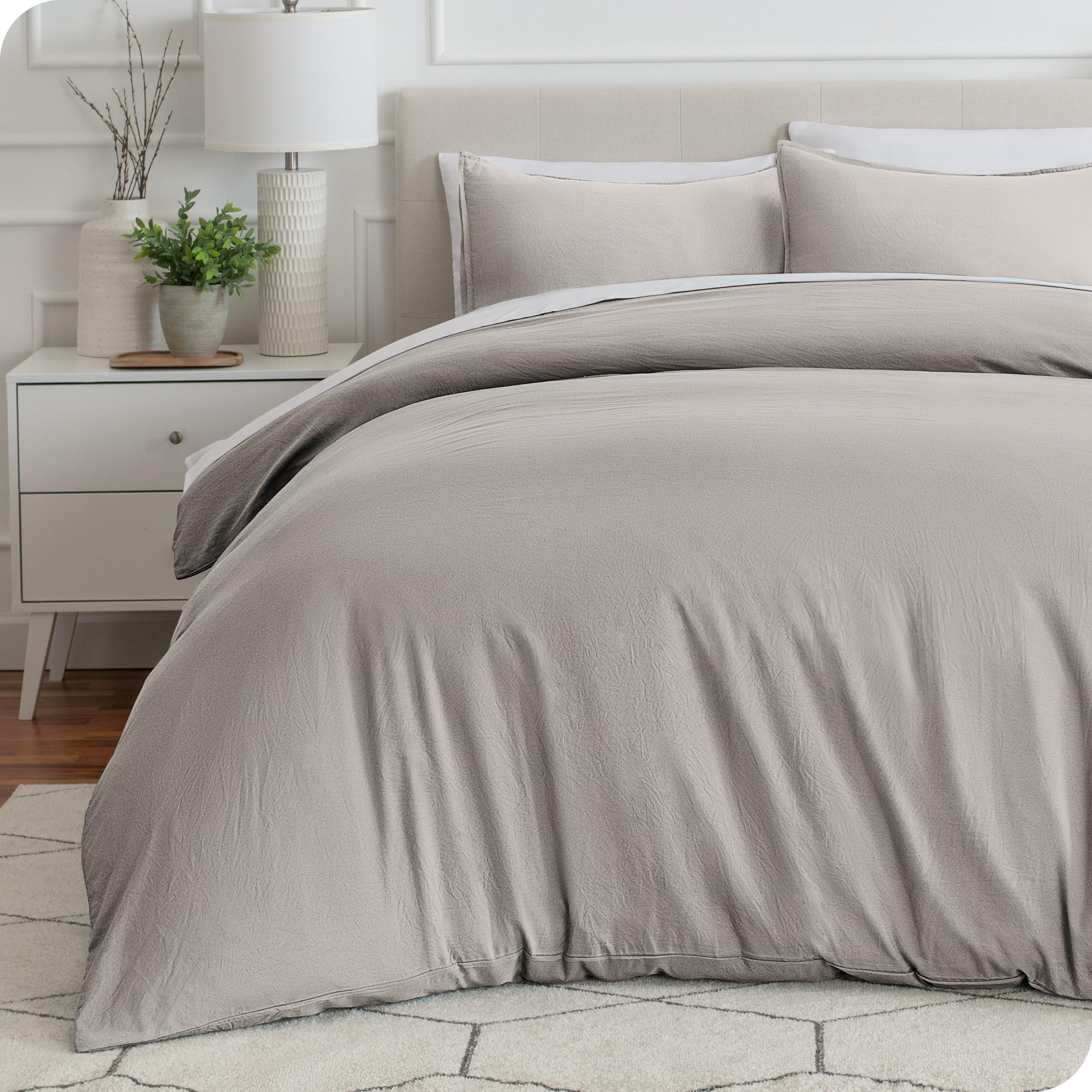 Bare Home Washed Bedding Duvet Cover - Oversized Queen - Premium 1800 Ultra-Soft Brushed Microfiber - Easy Care (Oversized King, Washed Washed Fog)