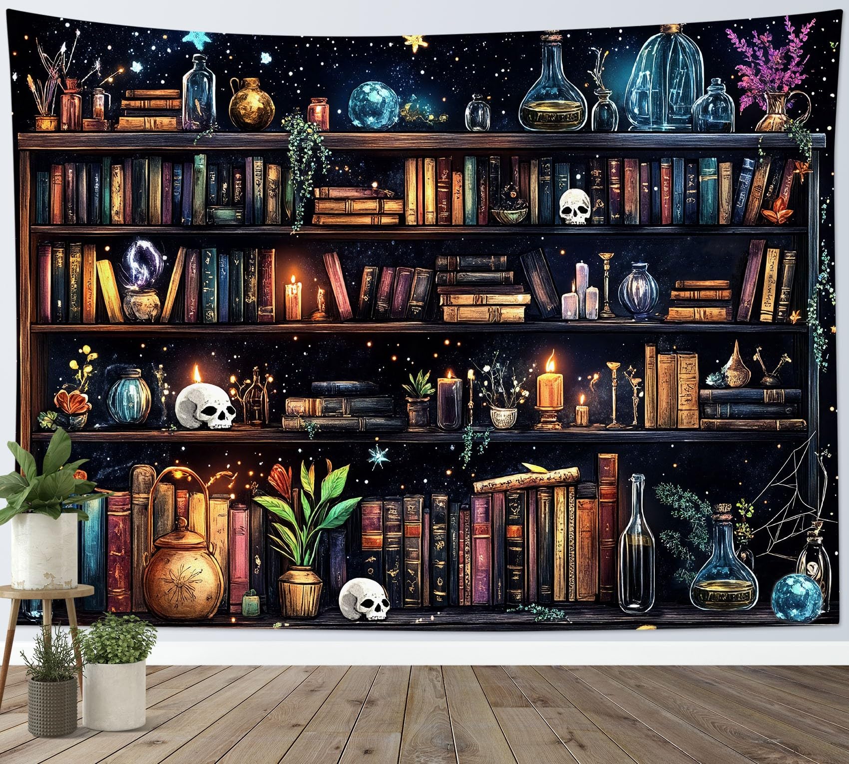 Wandbehang Hexenbücher Horror Totenkopf Blume Wandteppich Outdoor XL