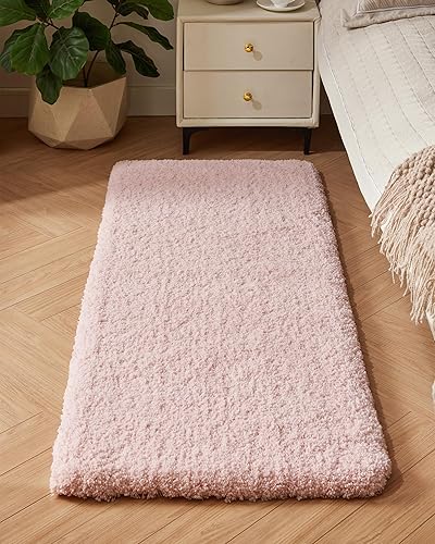 Miniatura 9 de ILANGO Alfombra de baño rosa de 48 x 24 pulgadas, antideslizante y súper absorbente, extra gruesa, suave, lavable para el suelo, alfombra de baño de