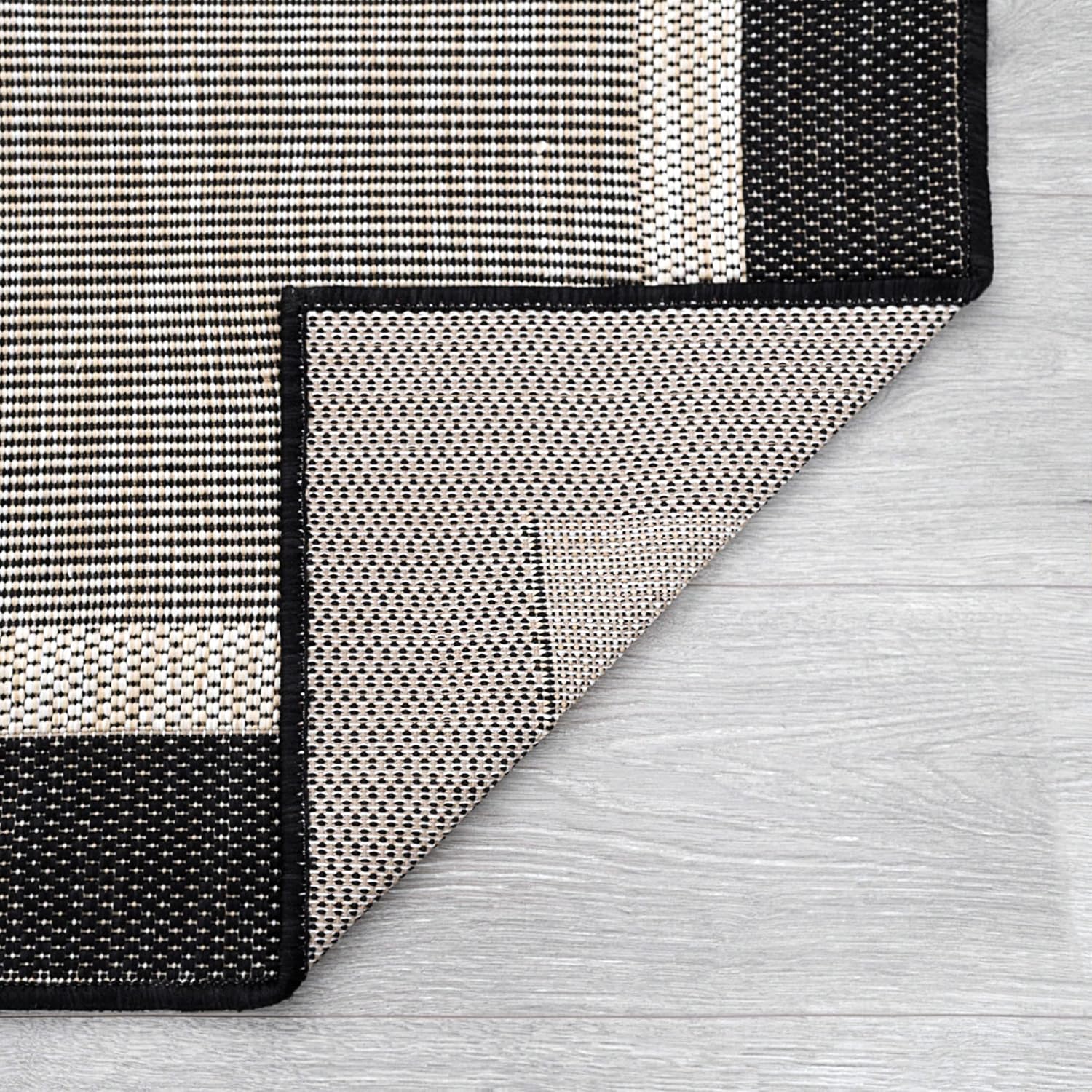 Dania Black Outdoor 3x10 Runner Area Rug for Hallway, Walkway, Entryway, or Foyer - Transitional, Solid Border