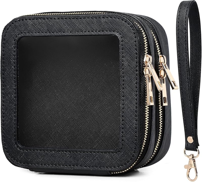Pinkmik Necessaire de Maquiagem com 2 Compartimentos Preto A3/Black, 2 Camadas Mini