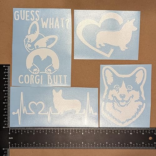 Miniatura 4 de Paquete de 4 calcomanías de Corgi Guess What Corgi Butt, corazón de Corgi galés de Pembroke, latido del corazón de Corgi, calcomanías faciales