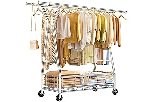 Raybee Extending Double Rod Clothes Rack: Ample Storage for Your Garments