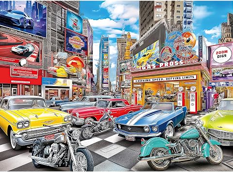 300 Piece Puzzles for Adults, 300 Piece Puzzles for Adults Elderly Large Piece, Car Motorcycle Club Jigsaw Puzzle, Funny Gift for Adult Kids Senior Challenging Family Games Toy, 20.5 X 15 in