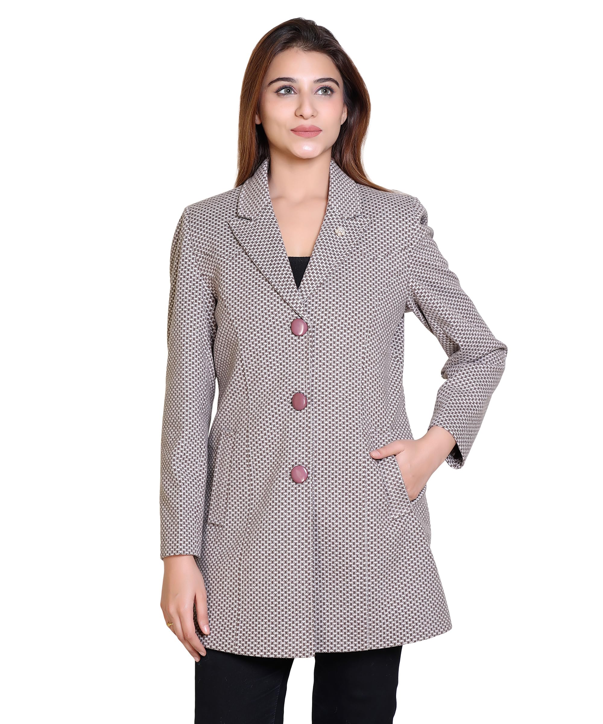 Winter Wear Casual Full Sleeve Wool Blend Womes Blazer (4170)-image-17