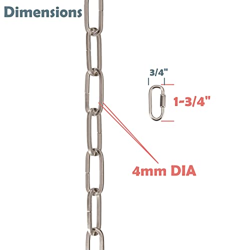 Image of Aspen Creative 21121-09-1, Steel Heavy Duty Chain & Two Quick Link Connector for Lighting Fixture /Swag Light /Plants / 1 Foot, Satin Nickel, 8 Gauge