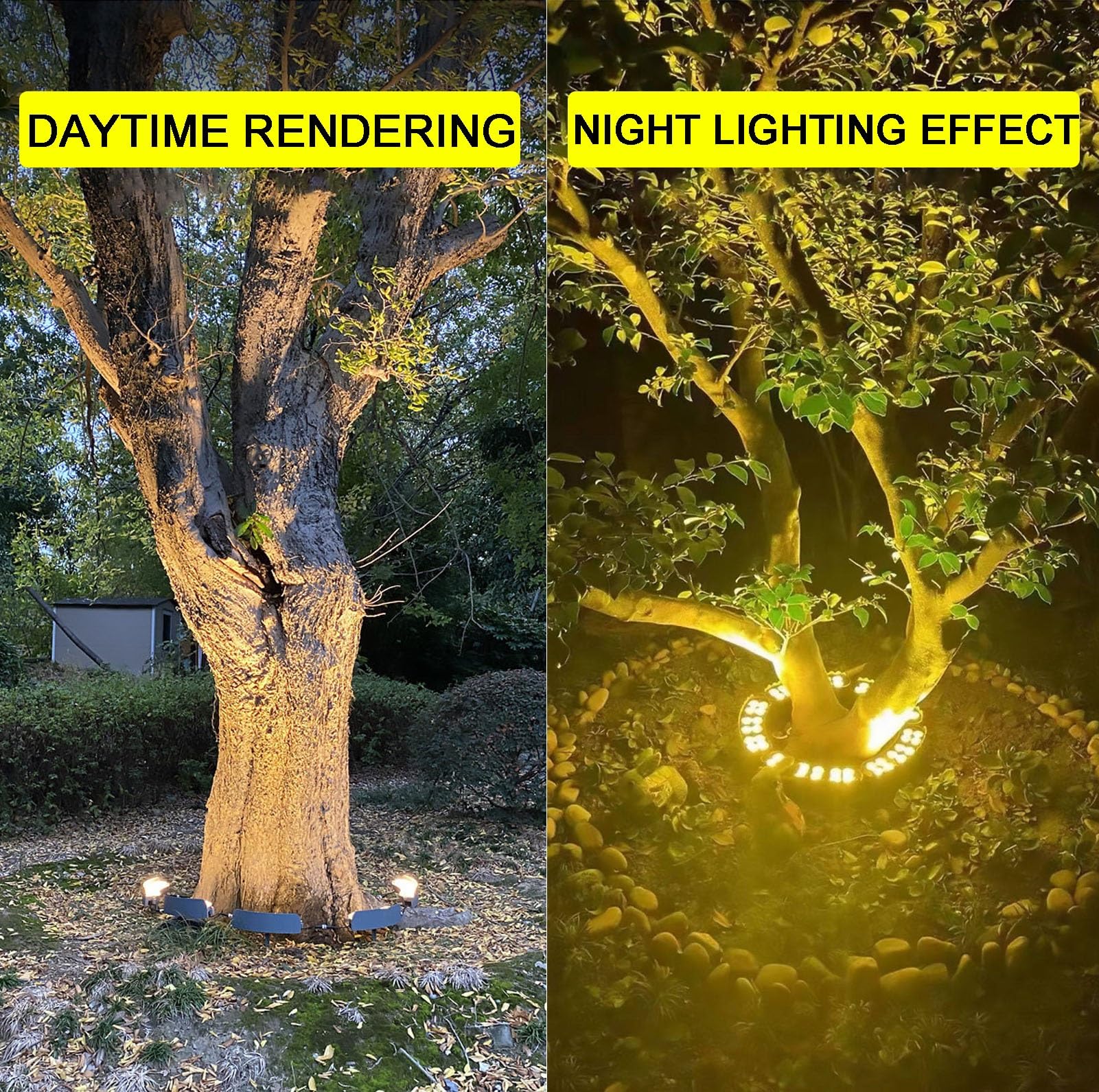 Lampy solarne IP65 z palmami, z reflektorami krajobrazowymi z wtyczką uziemiającą, na dziedzińce(4 SETS)