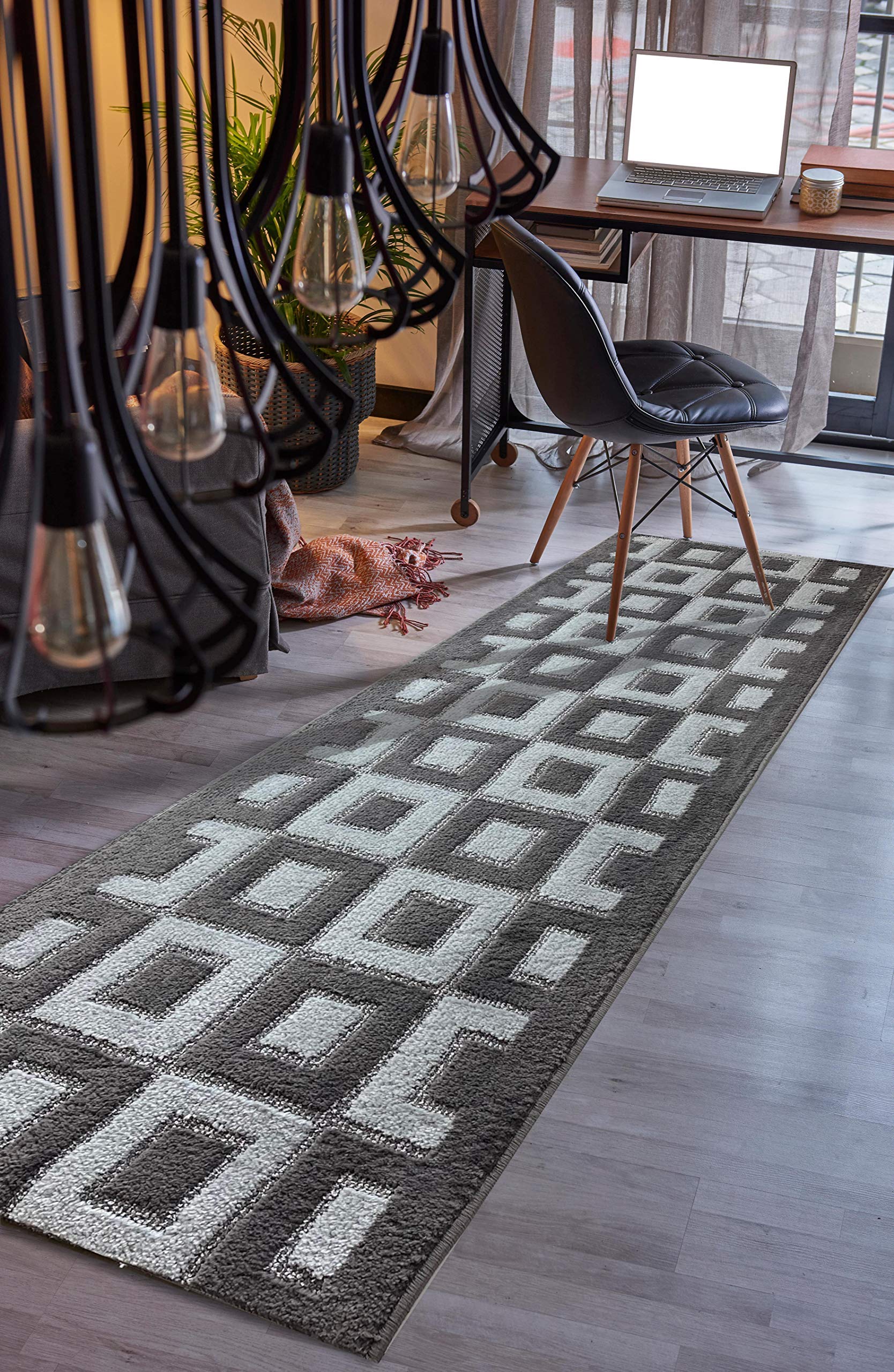 Custom Size Hallway Runner Rug Grey Color 31 inch Wide Select Your Length Non-Slip (Skid Resistance) Rubber Backing 13 feet x 31 inch (Color Options Available)