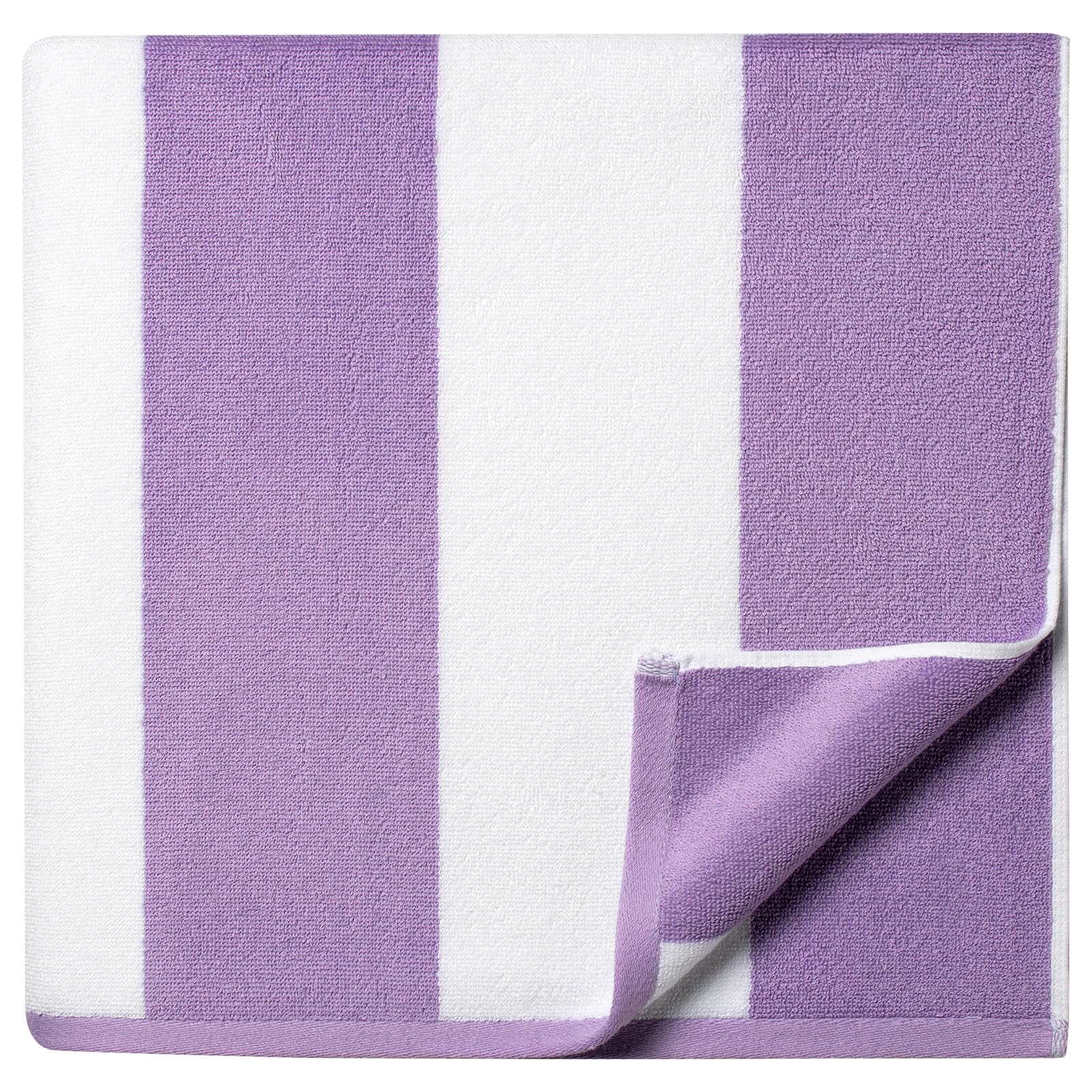 Cotton Oversized Beach Towel - 40 x70 Inch Extra Large Striped Pool Towel Big Soft Terry Cloth Purple