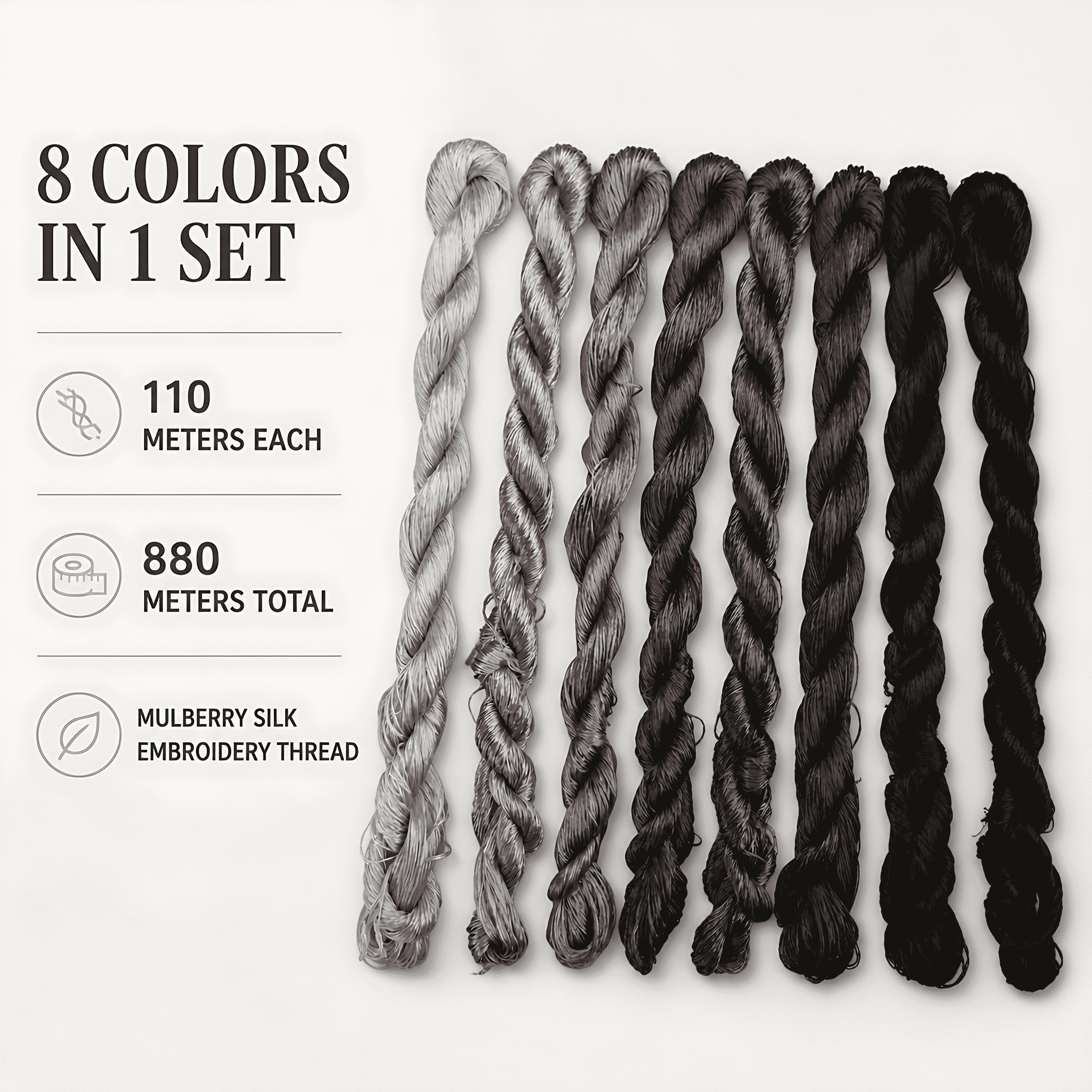 Filo Di Seta 100%, Tinto A Mano, Colori Sfumati, 110 M Per Colore, Per Ricamo A Mano (82)