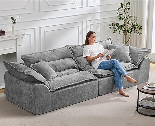 Miniatura 10 de Hobestluk Sofá modular de 104 pulgadas, sofá modular de 3 plazas, sofá sin hueso, sofá nube con cojín extraíble, sofás modulares para sala de estar