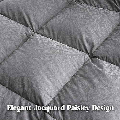 Miniatura 3 de DAICO Edredón de plumas de ganso tamaño Queen, relleno de edredón de lujo de calidez media para todas las estaciones, diseño de cachemira jacquard,