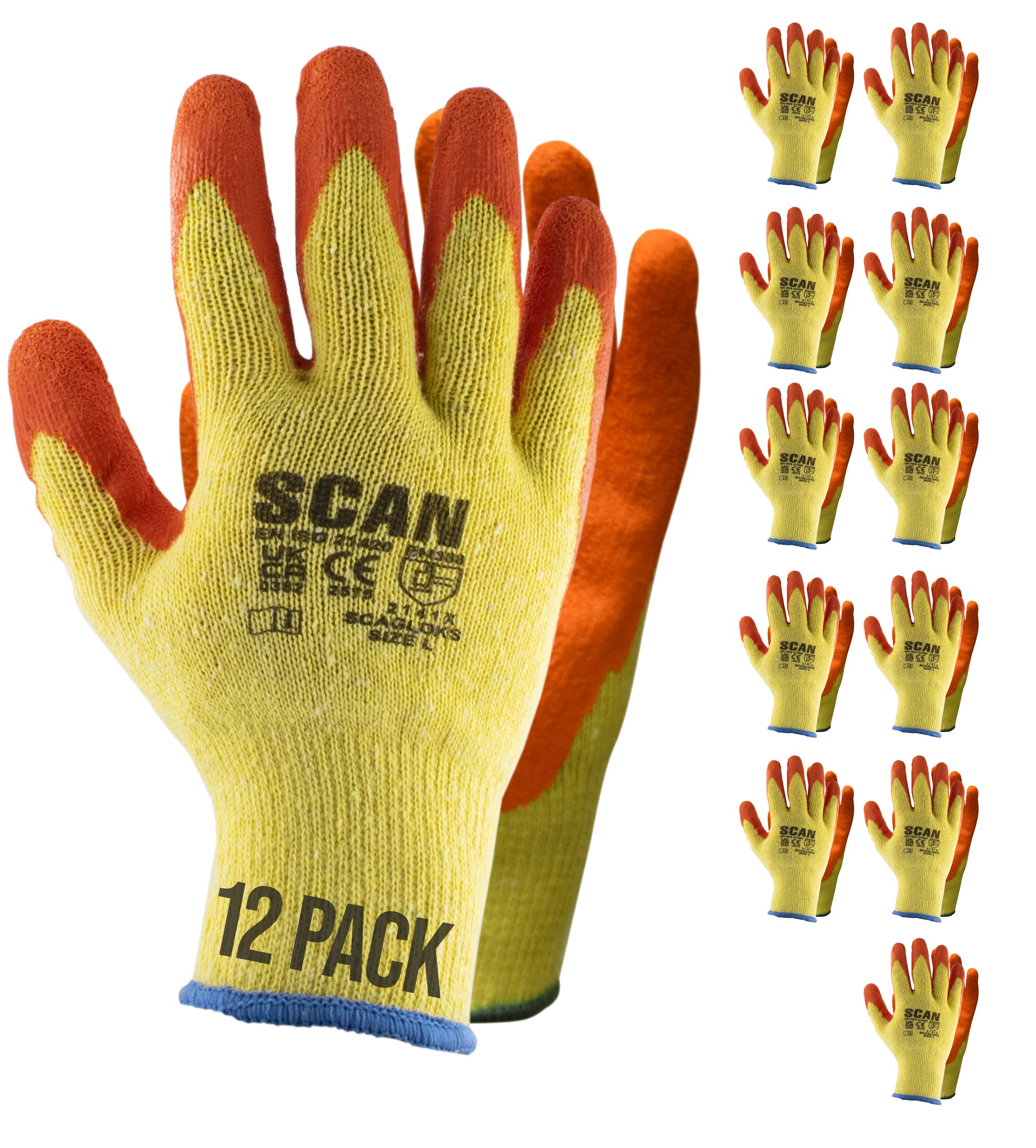 Scan 2ANK32L-24 Knitshell Latex Palm Gloves - L (Size 9) (Pack 12)