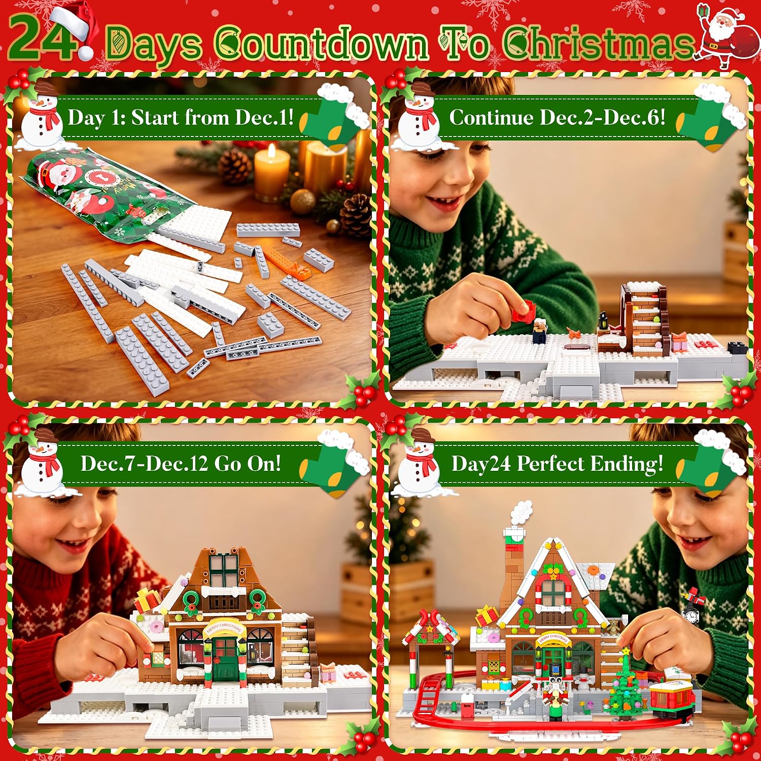 Advent Calendar 2026 Christmas Train House Building Blocks for Kids Adults
