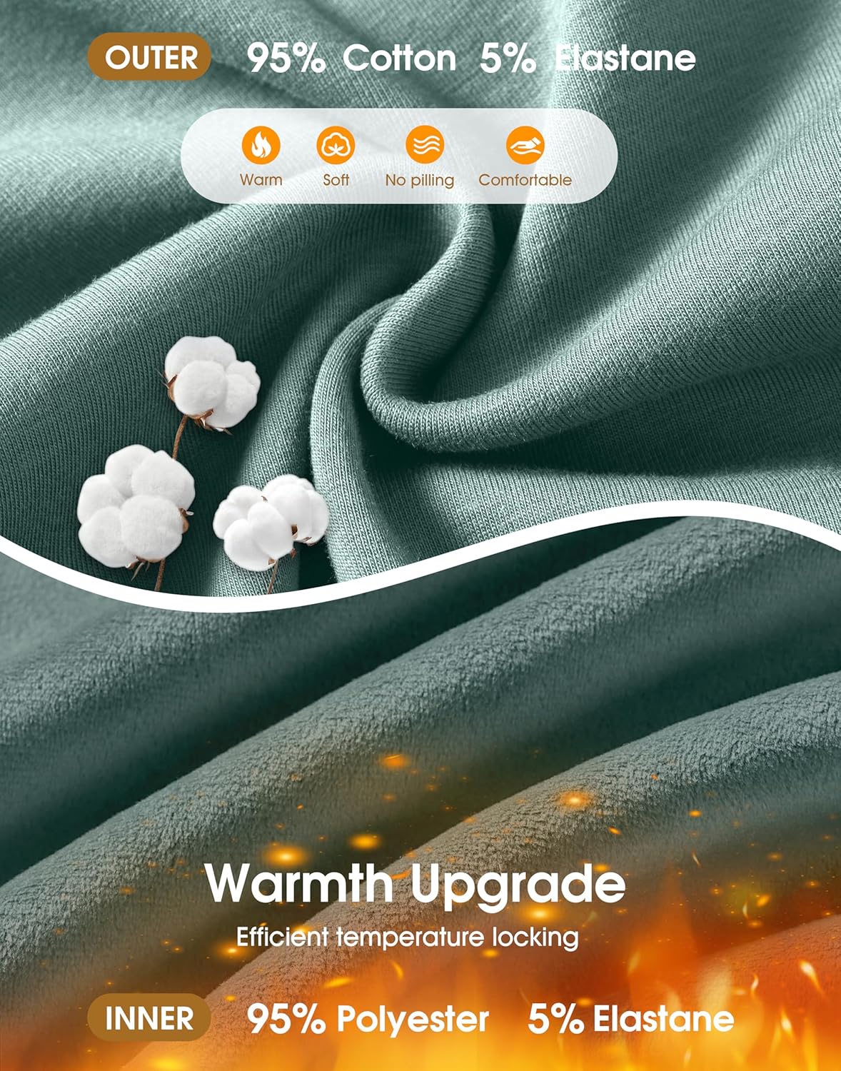 Soothfeel Men's Fleece Sweatpants Cotton Open Bottom Straight Leg Baggy Winter Warm Pants Sweatpants - Image 4