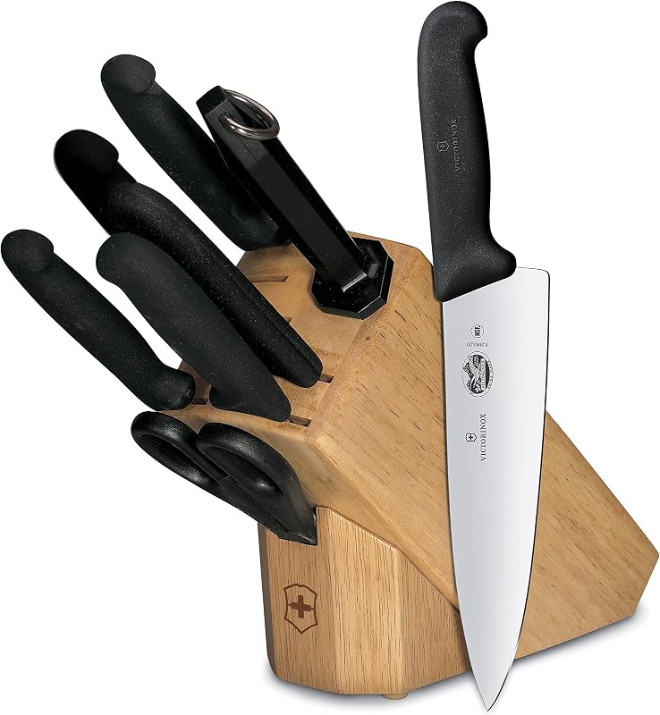Victorinox 8-Piece Knife Block Set | High-Carbon Stainless Steel Professional Chef Knives, Non-Slip Handles, Paring, Boning, Shears, Slant Hardwood Storage Block