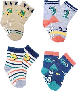 VIN® 100% soft Cotton Blend Toddler Baby Boy Girl Non Slip Anti Skid Ankle Socks Grips For 1-3 Years Kids Children (Pack o... Price In India