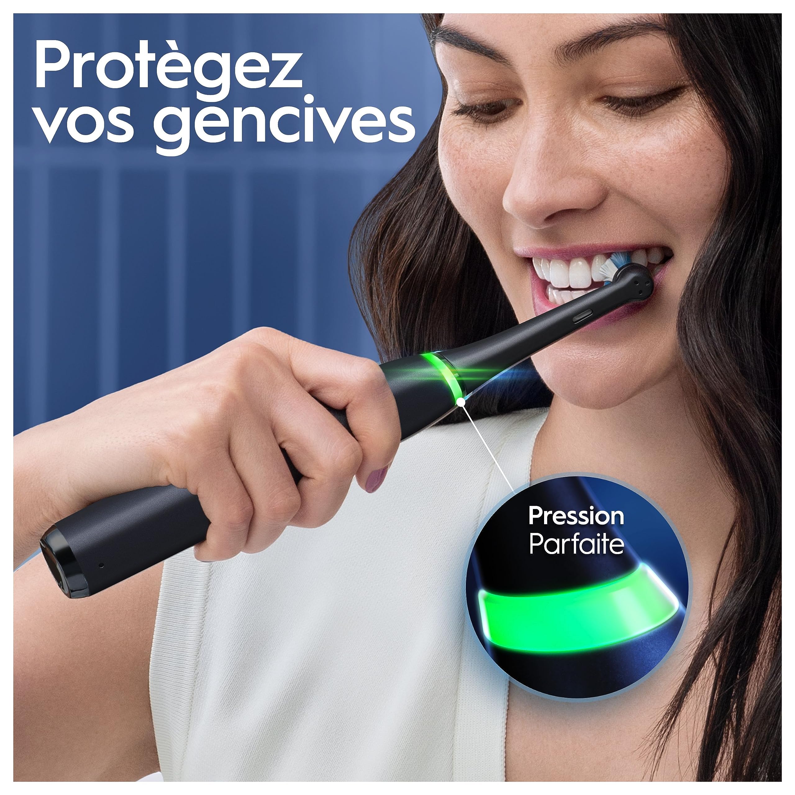 Oral-B iO 7 Duo Brosses À Dents Électriques Noire Et Blanche, Le Capteur De Pression Pour Protéger Les Gencives, Lot De 2 Manches, Des Accessoires, 2 Brossettes Rondes, 1 Chargeur, 1 Étui De Voyage