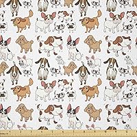 Vista 8 de Ambesonne The Yard, tela de jirafa estilo de dibujos animados que caminan entre árboles pequeños sobre fondo grunge, tema de sabana, tela de punto